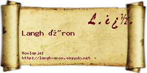 Langh Áron névjegykártya