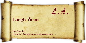 Langh Áron névjegykártya